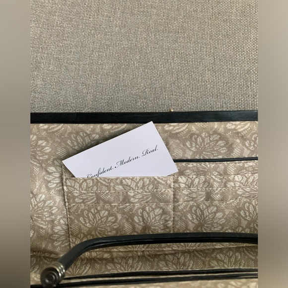 HOBO International Leather Black Clutch w/whipstitching detail - Picture 7 of 10